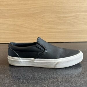 Vans Men's Black and White Slip-On Loafers